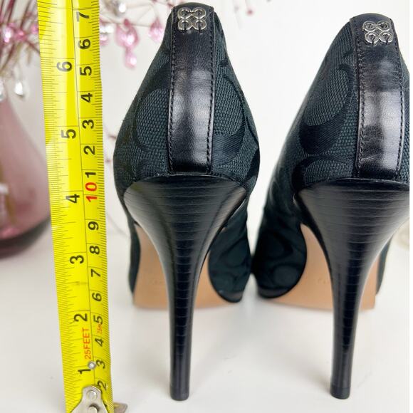 Coach NWB Caya Monogram Signature Logo Stiletto Heel Pumps Shoe Black Size 8.5 B - Picture 7 of 16